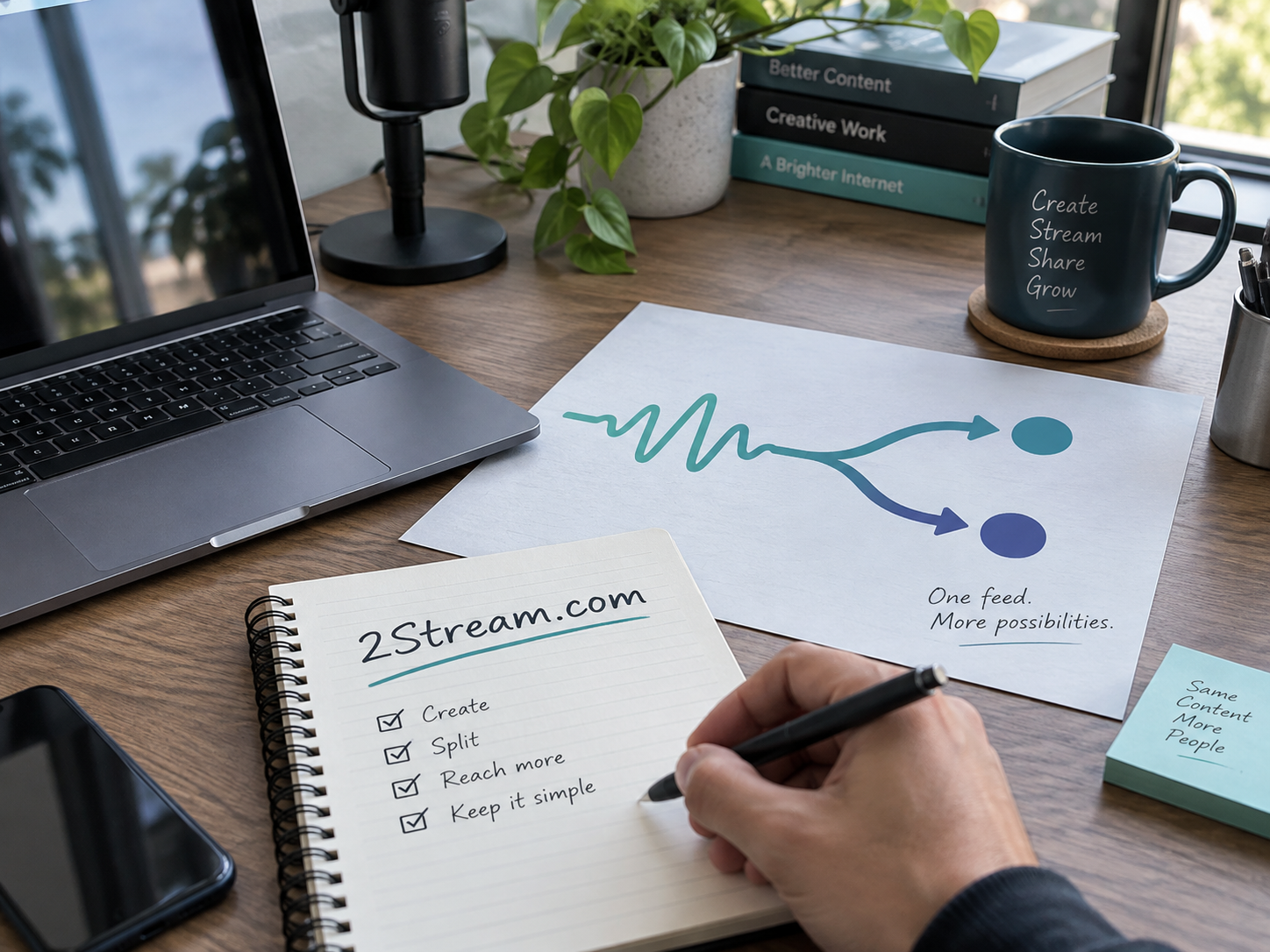 Planning desk for a creator dual-stream tool