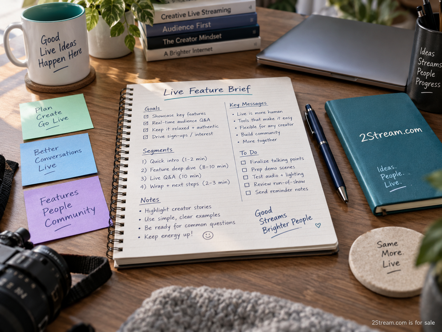 Desk notes for briefs for live features