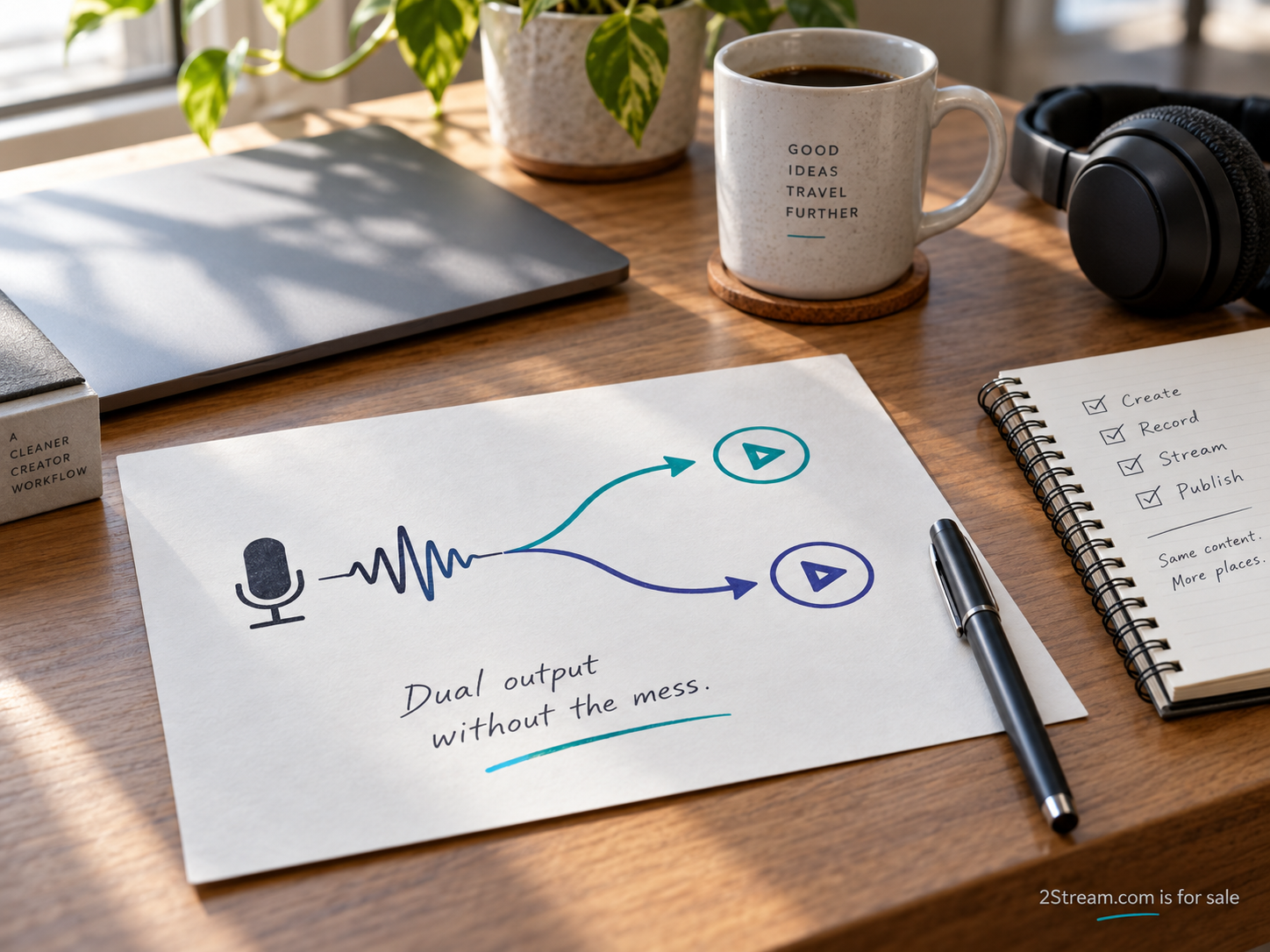Desk notes for dual output without the mess